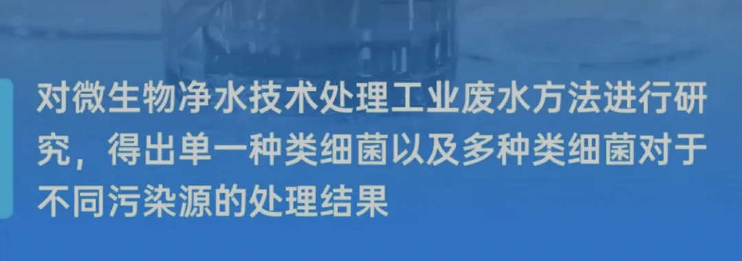 CTB创新行动类项目-微生物净水技术处理工业废水