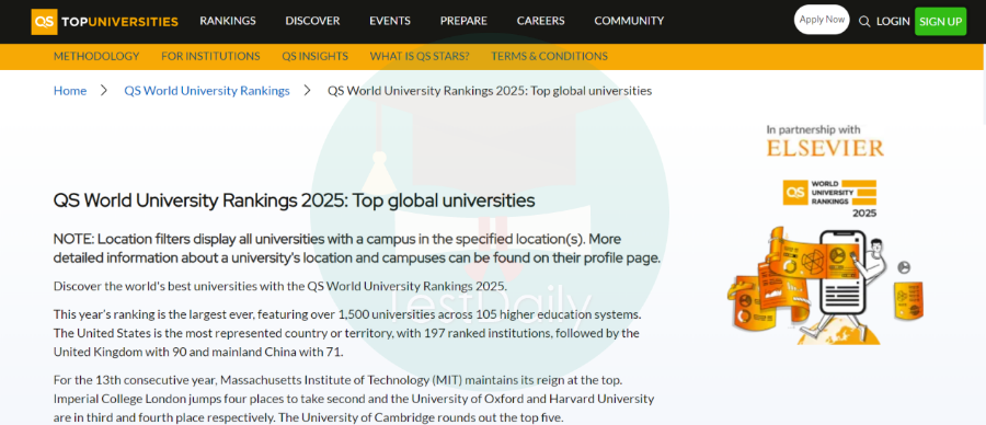 2025年QS世界大学排名